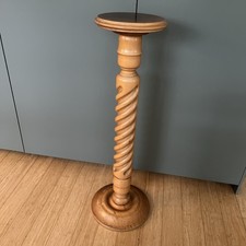 Vintage Beech Wood Barley / Rope Twist Plant Stand Jardiniere Torchere