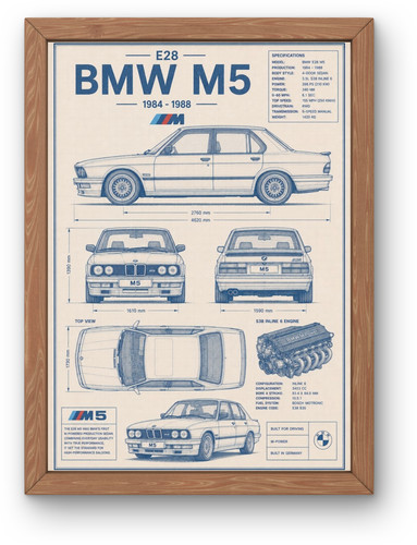 Bmw e28 blueprint poster - bmw,