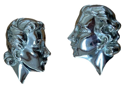 Art deco chrome wall masks - chrome,