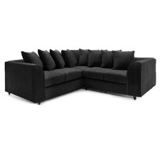 5 Seated Corner Dual Arm Sofa 2C2 Foot Stool Jumbo Cord Scatter Cushions Couch