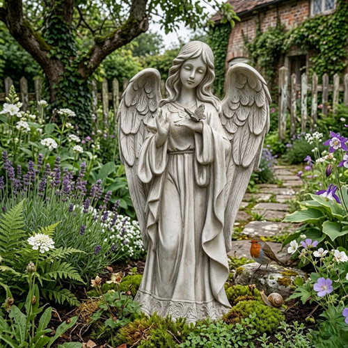 Guardian angel garden statue - angel,