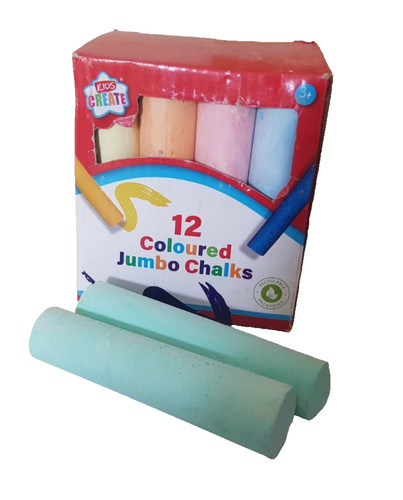 Jumbo coloured chalk sticks - 12,