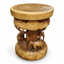 Wooden Side Table Elephant 43Cm Nightstand Solid Wood Stool Table Thailand Round