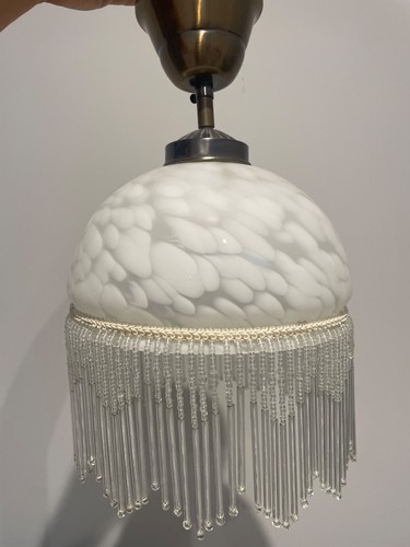 Vintage glass dome beaded art - vintage,