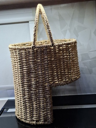 Wicker stair storage basket - storage,