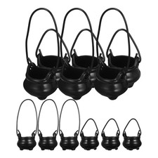  12pcs Plastic Cauldron: Tiny Witch Pot Small Plastic Cauldrons with Handles for