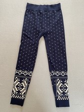 SWEATY BETTY THERMAL LEGGINGS SZ SMALL SKI RUN WALK BLUE FAIR ISLE WINTER NORDIC