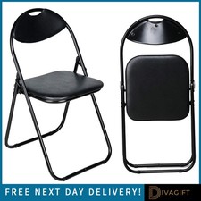 BLACK FOLDING SQUARE CHAIR SOFT PADDED SEAT FOLDABLE LIGHTWEIGHT HOME OFFICE NEW