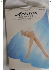 Aristoc Confetti Cream Silk SHEER GLOSS Wedding Bridal Stockings M/L