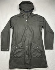 Helly Hansen Womens Medium Rain Jacket Hooded Waterproof Trench *Missing Belt*