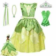 Girls Princess Dress Cosplay Tiana Costumer Dream Disney Princess The Frog Kid