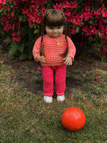 Red hand knitted outfit - knitted,