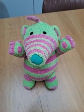 The Fimbles Baby Pom Green & Pink Stripe Soft Plush 2002 Fisher Price Mattel Toy
