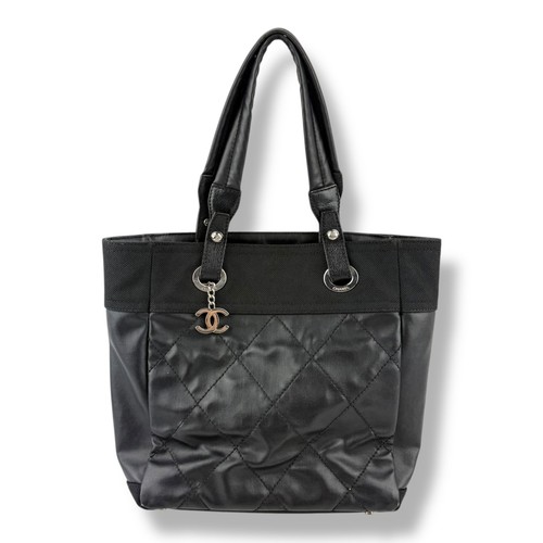 Chanel black leather - cc, paris
