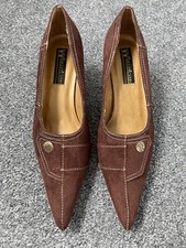 Vintage Winkle Pickers Brown Kitten Heel Pointed Toe Shoes EU 40 (UK 7) New
