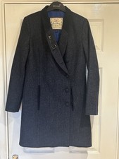 Jack Murphy Ladies 3/4 Navy Tailored Tweed Moon Shetland Wool Coat Size UK 10