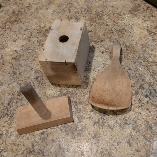 Early butter mold - butter, spoon