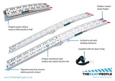 2 x Folding Loading Ramps - 2.2m  600kg Capacity Aluminium Van Trailer Loadin...