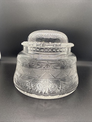 Etched clear crystal - etched, lidded