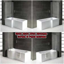 L Shaped P Shape Bath Tubs Screen Panel 1500 1600 1700 1800 Left Right Hand UK 