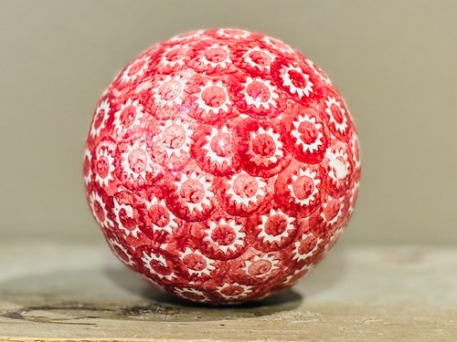 Red victorian carpet ball - red, with