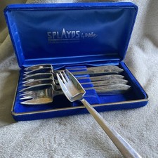 VINTAGE SPLAYDS by MCARTHUR Dessert Forks By Stoked Silver Played In Velvet Case