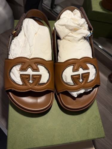 Gucci leather sandals 38 - sandals, 38.5