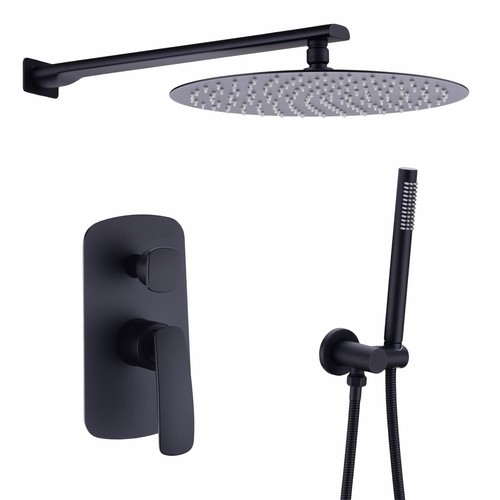Concealed black shower mixer - black,