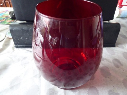Red glass vase approx inches - glass,