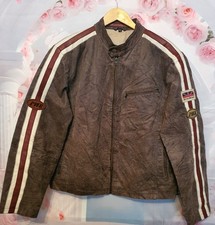 Angelo Litrico Mens Brown Suede Leather Biker Jacket UK M/L Zip Up Vintage