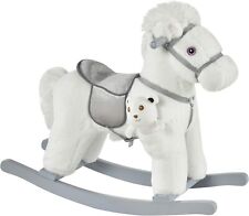 Kids Rocking Horse Ride On Seat Toy Wooden Base Galloping Sounds Rocker White UK