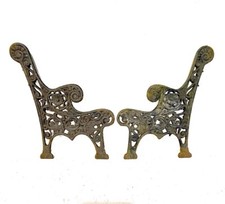 Vintage Miniature Cast Iron Bench Ends for Dolls