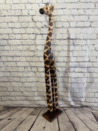 100cm burnt wooden giraffe - burnt,