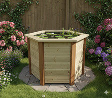 Wooden Garden Decking Pond/Water Feature 120cm x 120cm x 80cm