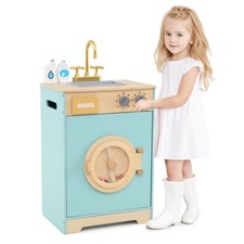 COSTWAY Kids Washer Playset Toy Washing Machine with Laundry Detergent