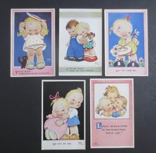 Vintage Mabel Lucie Attwell Postcards (5) Sweet, Spunky Children! Valentine