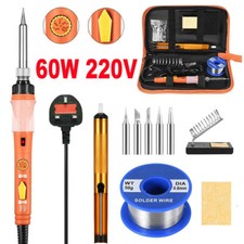 Soldering Iron Kit Gun 60W Adjustable Temp Tips Solder Wire Desoldering Pump Set