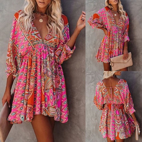 Womens boho floral mini - floral,