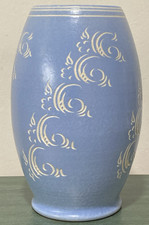 Vintage Pearsons Of Chesterfield Large Vase Sgraffito John Spencer c.1950s blue 
