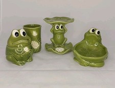 Vintage Set Ceramic Green Frog