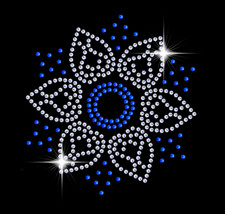 IRON ON - Flower Blue Sparkle