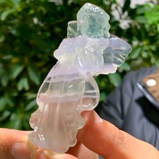 82G Natural  fluorite carving angel quartz crystal healing gift