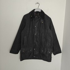 Barbour Beaufort A155 Wax Coat Men's Size Medium Black Field Jacket Vintage