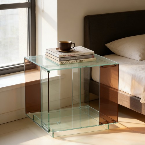 Clear acrylic end table side - acrylic,