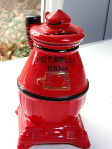 Red pot belly stove ceramic - belly,