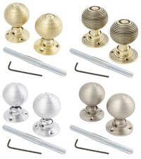 Solid brass old retro country style RIM MORTICE DOOR KNOBS lock handles rim knob