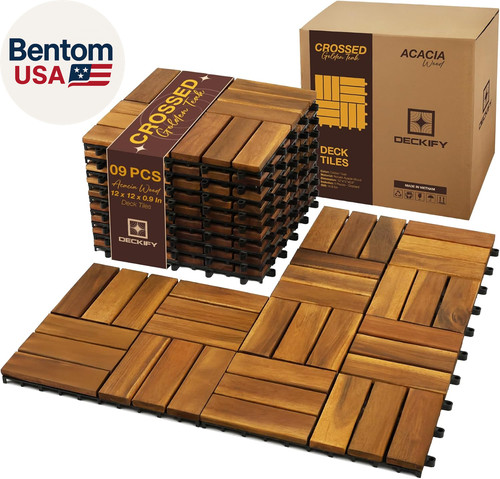9pcs acacia wood interlocking - 9pcs,