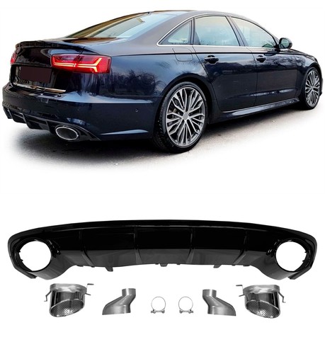 Rear diffuser with silver - diffuser, tips