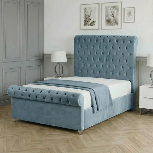 Stylish sleigh upholstered - upholstered, bed