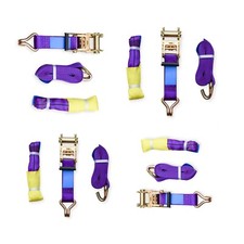 4 Set - 5Ton Recovery Ratchet Wheel Trailer Tie Down Sling Alloy Strap Breakdown